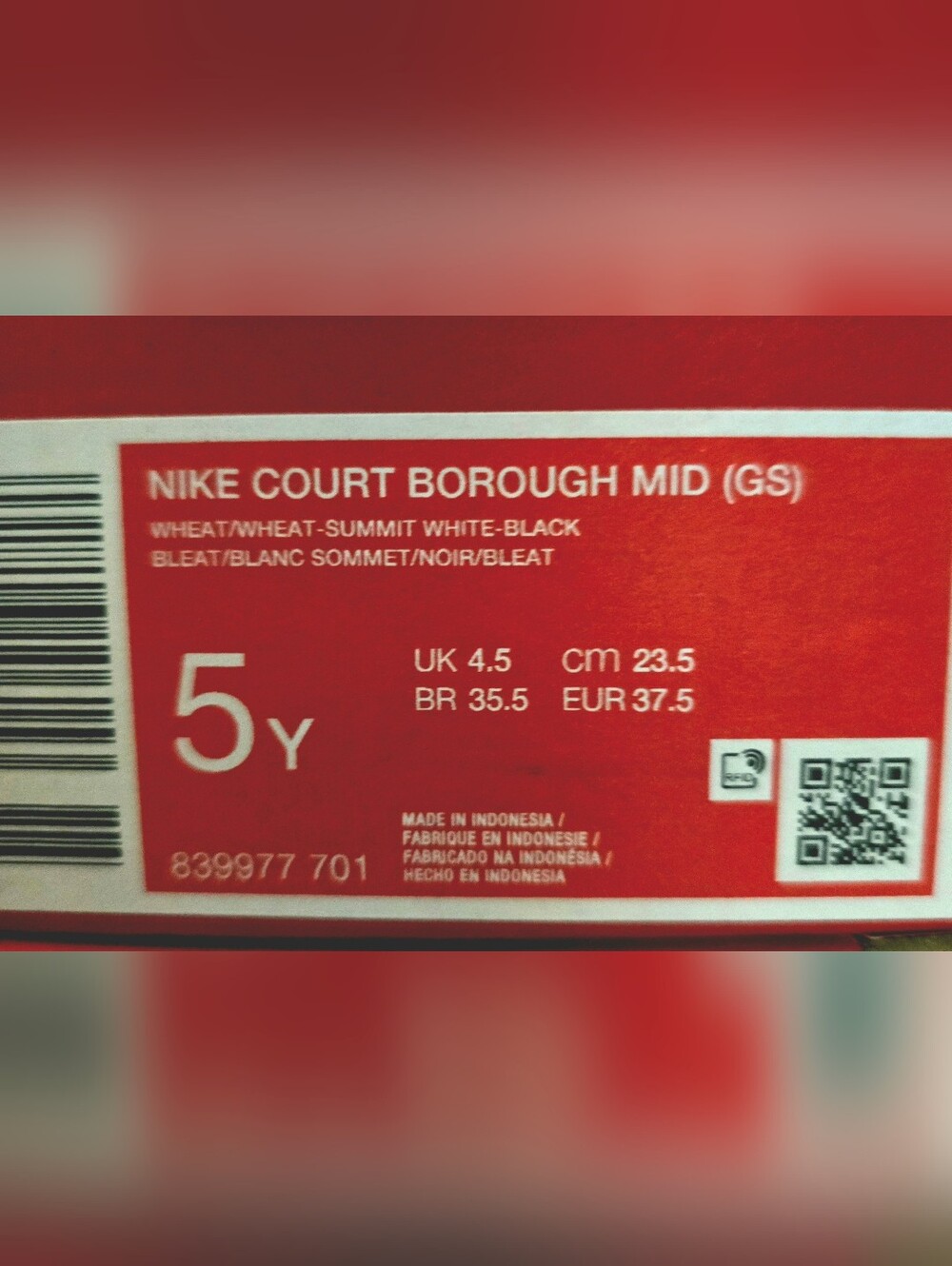 (Grade School Sizes) - Nike Court Borough Mid Wheat (Brand New) - Picture 13 of 16
